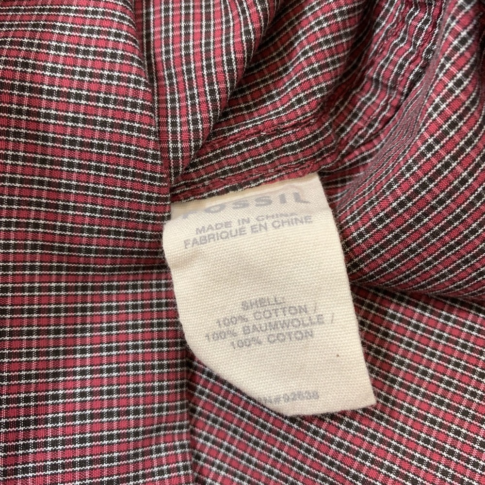 Fossil Red And Blue Plaid Button Down Shir - image 4